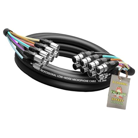 Fat Toad XLR Snake Cable Patch (10ft X 8 Channels) Studio Stage, Live Sound Recording Multicore Cords | Pro Audio Shielded Balanced Wires for Microphone Interface Hub, DJ Digital Mixer, Amplifier Cover