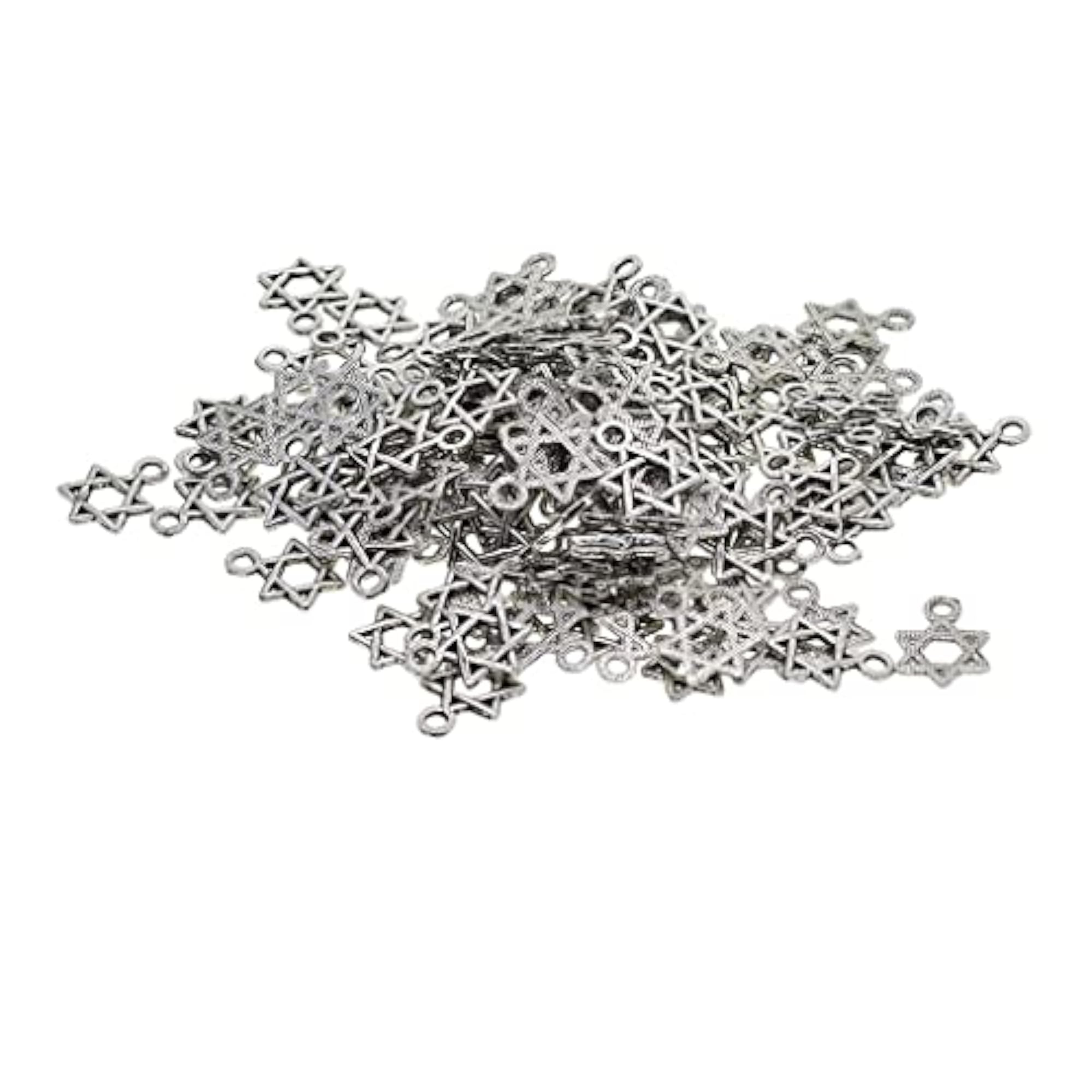 100 Pieces Tibetan Silver Plated Alloy Charms Star Of David
