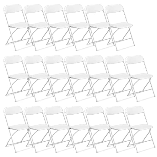 Vingli 20 Pack White Plastic Folding Chair, Indoor Outdoor Portable Stackable Commercial Seat With Steel Frame 350Lb. Capacity For Events Office Wedding Party Picnic Kitchen Dining #TOP7
