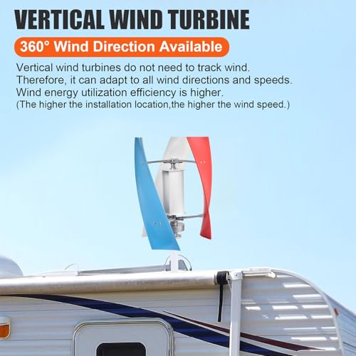 Kit de generador de turbina eólica de eje vertical con controlador y rueda asistida por viento, 3 cuchillas, 2000 W-12 V, generador de energía de imán permanente para hogar y caravana