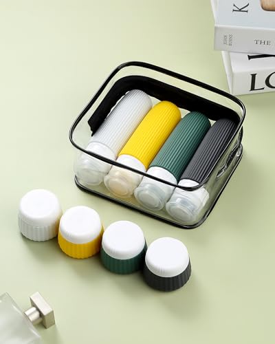 Image of Mrsdry Travel Bottles for Toiletries 8 Pack, TSA Approved 3 oz Travel Containers with Clear Bag, Leak Proof Silicone Squeezable Essentials Jars