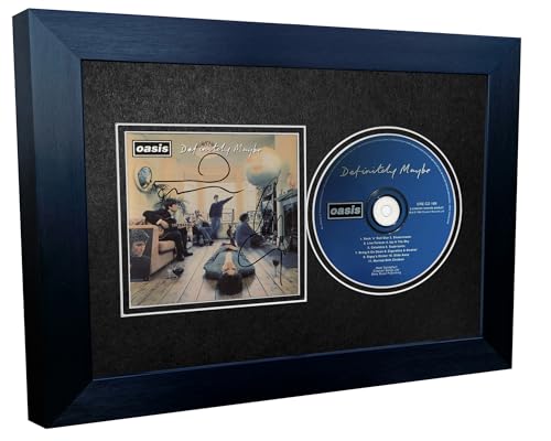 A4 Oasis Definitely Maybe (Whats The Story) Morning Glory Album Cover Liam Noel Gallagher Music Autografato Foto Foto Foto Cornice (entrambi gli album (25% di sconto), Nero passepartout, A4)