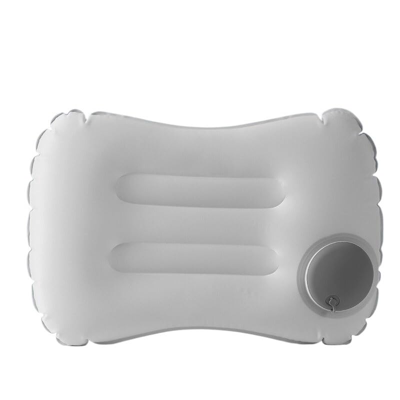 Set 2 Cuscini da Campeggio Gonfiabili Ultraleggeri 43x28x10cm, Cuscino Ergonomico Grande con Supporto Collo e Lombare(Grey Ice Silk,Set)