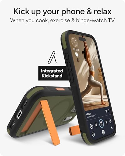 Image of ZAGG Sedona Snap Case with Kickstand for iPhone 17 Pro - Green Sea Kelp, Drop Protection (13ft /4m), Multi-Layer Protection, with Camera Button, MagSafe Phone Case with Impact-Absorbing Bumpers