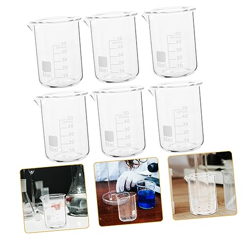 ABOOFAN 6pcs High Temp Resistance Lab Measuring Cups Glass Beakers Set for Accurate Measurement Acid Base Resistant