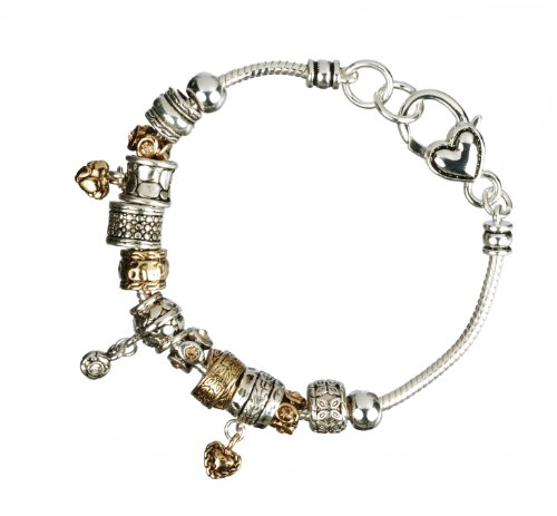 LTC Designs Themed Snake-Chain Charm Bracelets in Silver/Gold-toned Base Metal, 7.5"3