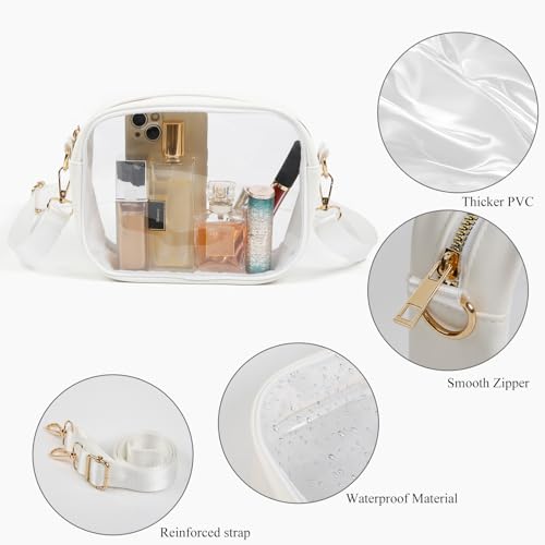 Clear Bag Stadium Approved, Small Clear Purse Crossbody Bag for Women & Men,Transparent Purses for Concerts Sports Events,White3