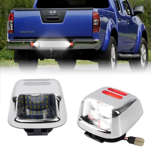Centika 2Pcs LED License Plate Light Compatible with 2007-2009 Navara D40 Frontier 2008-2016 Armada 2007-2015 Titan/Xterra 2009-2012 Suzuki Equator Red and White License Plate Light