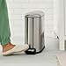 Amazon Basics D-Shaped Small Trash Can with Lid and Soft-Close Foot Pedal for Bathroom, Bedroom, Living Room, Office, Smudge Resistant, 10 l / 2.6 gallon, Silver