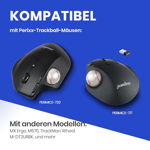 Image of Perixx PERIPRO-303BSB 1.34 Inches Sports Trackball - Fun Novelty Baseball Design - Compatible for M570, M575, PERIMICE-517 /520 /717 /720, and Other 1.34inches Trackball Mouse