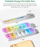 Organisateur de pilules hebdomadaires pliables 2 Temps par jour - L'humidité magnétique-Proof 7 Boîte à pilules du jour AM PM, Organisateur de médecine de voyage portable avec des lids amovibles pour les vitamines, suppléments et huiles de poisson (multicolore)