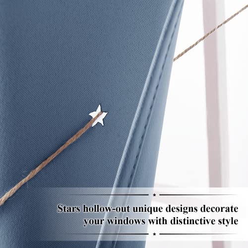 Nicetown Star Curtains For Kids Bedroom, Cutout Star Starry Sky Room Darkening Window Curtains For Nursery, Grommet Top Thermal Insulated Drapes For Home Decor, 1 Panel, Stone Blue, 52" X 63" #TOP3