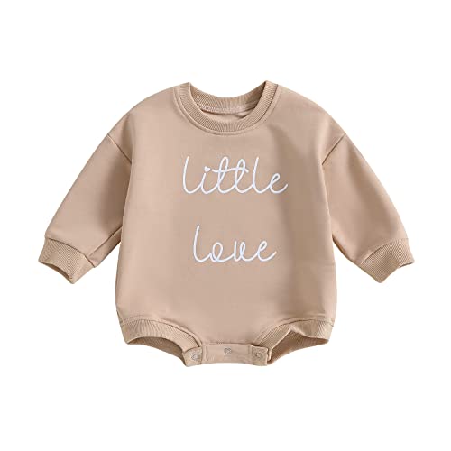 Image of MERSARIPHY Baby Girl Boy Sweatshirt Romper Newborn Crewneck Long Sleeve One Piece Bubble Bodysuit Fall Neutral Infant Clothes