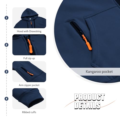 Image of MANTORS Mens Fleece Jackets Contrast Hoodies Lightweight Sweatshirt Color Block Jacket Coats