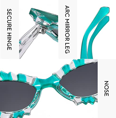 Lunettes de soleil œil de chat steampunk pour femme UV400 noir vert