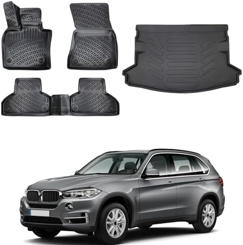 3W TPE All-Weather Floor Mats & Cargo Liner Full Set For BMW X5 (2019-2024, 2025) – Custom Fit, 5 Passenger, Heavy Duty