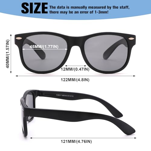 Kids Sunglasses for Girls & Boys 3-12, Polarized Toddler Sunglasses with Strap Flexible Rubber Frame, UV Protection3