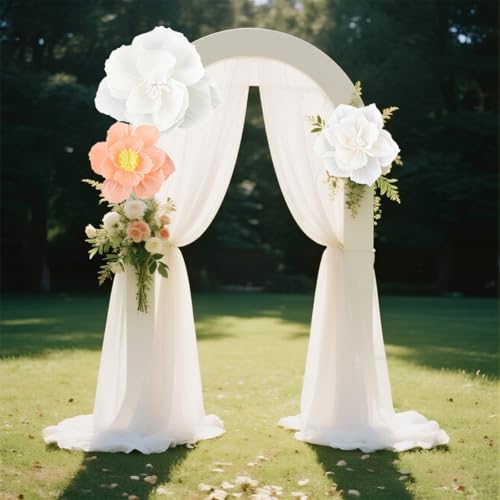 Fleurs en papier faites à la main 3D blanc | Pompons crêpe de soie SUNNYCLUE - 8