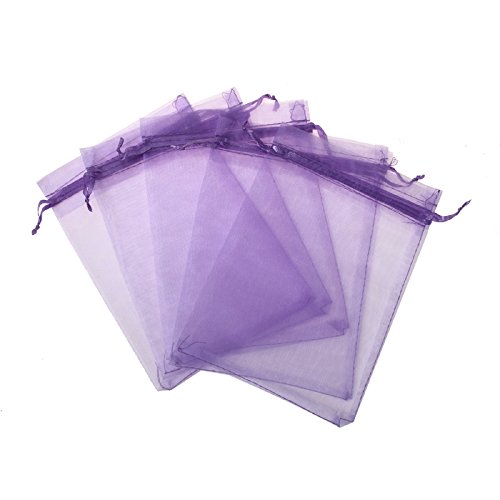 KUPOO Pack of 50PCS 8x12 Inch Organza Drawstring Gift Bag Pouch Wrap for Party/Game/Wedding (Lavender)
