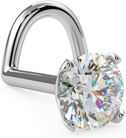 FreshTrends 3mm 0.1 ct. tw Diamond 14K White Gold Nose Ring Twist Screw - 20G