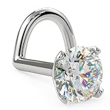 FreshTrends 3mm 0.1 ct. tw Diamond 14K White Gold Nose Ring Twist Screw - 20G