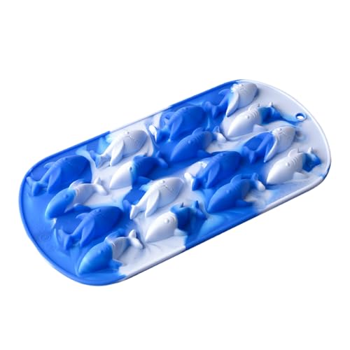 Molde de silicona para cubitos de hielo con forma de tiburón en 3D, fácil extracción para bebidas, frigorífico, cocina