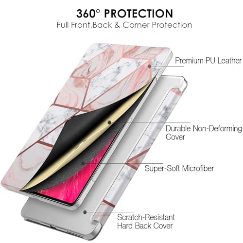 Image of DuraSafe iPad Pro 12.9 inch 4th Gen 2020 Cover A2229 MY2H2HN /A MY2J2HN /A A2069 MXAT2HN /A MXAV2HN /A MXAU2HN /A MXAW2HN /A A2233 MY3K2HN /A MY3J2HN /A MXFY2HN /A MXG12HN /A MXFX2HN /A MXG02HN /A - Marble Pink
