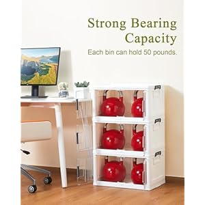 OlarHike 48QT Lockable Storage Bins with Lids Folding Storage box with Doors and Wheels Collapsible Plastic Storage Bins for Closets Stackable Storage Organizer Storage Containers 3 Pack Cubes