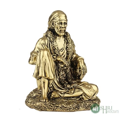 Image of INDICAST Brass 2 inch Sai Baba Statue | Symbol of Faith and Blessings | Sai Baba Murti Hindu God Idol Figurine Perfect for Decoration Puja & Gifting Purpose Sculpture (Weight- 50gm)