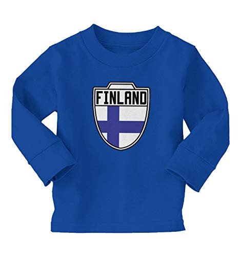 Finland - Country Soccer Crest Long Sleeve Toddler Cotton Jersey Shirt (Royal Blue, 2T) #TOP13