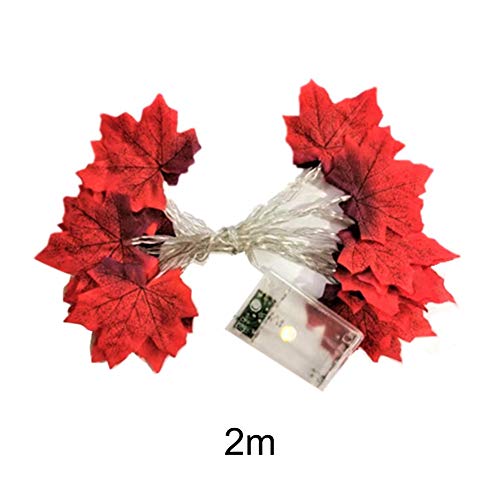 Cordão de luzes de Natal para decoração de 2 m, 20 LEDs e 40 folhas de bordo, luzes de guirlanda de