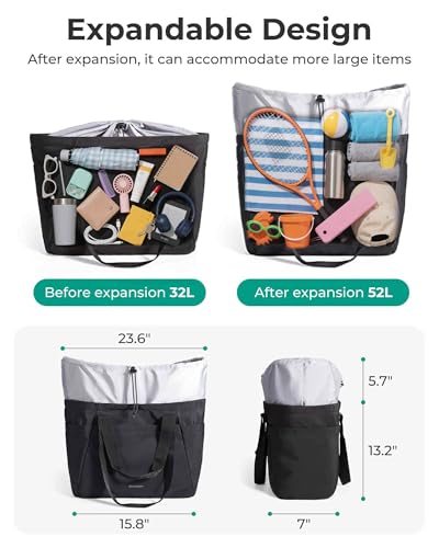 BAGSMART Reusable Grocery Bags, Large Beach Bag, Foldable Tote for Shopping Moving Holiday Travel Packing3