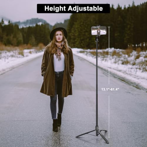 Image of Mobilife Long Selfie Stick Tripod 61 inch Extended Bluetooth Remote Aluminum Mobile Tripod for iPhone Android Vlogging Live Streaming Travel 1 /4 inch Screw for Camera Ring Light (Essential)