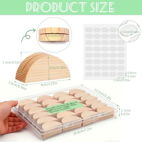Image of 24Pcs Wood Table Number Stands, Wood Place Card Holders Include Traceless Adhesive Stickers, Semicircular Design Place Card Holders for Wedding, Ceremony, Birthday, Party, Events
