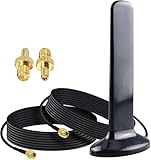 YILIANDUO 4G 5G LTE Antenne WiFi 10dBi 600 6000MHz Haute Gain Câble MIMO Antenne Double RP SMA Mâle 2M+TS9 Adaptateurs pour Routeur 3G/4G/5G/GSM/GPRS d'intérieur et d'extérieur Iot Gateway Smart Home