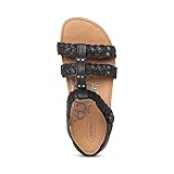 Aetrex Women's Reese Orthopedic Gladiator Sandals for Women - Adjustable Womens Sandals with Removable Center Strap Black