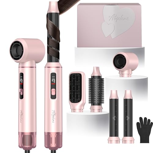 Atopskins Brosse Soufflante 5 en 1 Air Styler Pro Hair styler avec Écran LCD Seche Cheveux, Brosse Souflante, Brosse Seche Cheveux, Fer à cheveux, Air Wand...