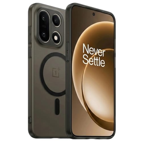 Image of DIZORO Matte Case for Oneplus 15 Compatible with MagSafe, Camera Lens Full Protection, Shockproof Translucent Frosted TPU Soft Phone Cover, Anti-Fingerprint (Black)