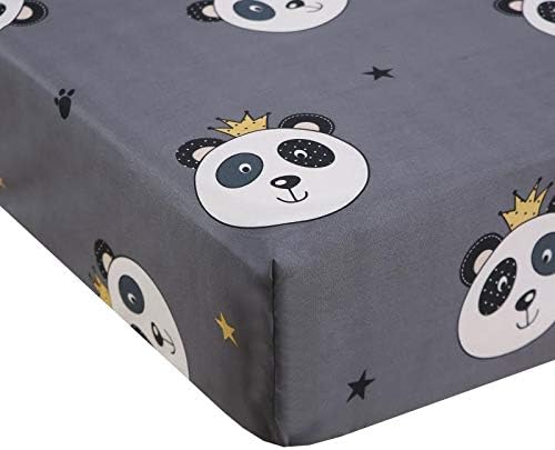 MAG Lovely Panda Bed Sheet 4PC Gray Color Full Size Animal Bedding Sheet Set with 1 Flat & 1 Fitted Sheet with 2 Pillowcases, 14 Inches Deep for Kids,Boys and Girls