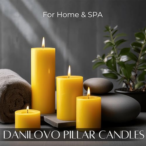 Danilovo Stumpenkerzen aus 100% Bienenwachs – Bienenwachskerzen in Premium-Qualität, Luxuriöses Accessoire für ein Gemütliches Zuhause (1 Stk., 7.5 x 15 cm, Brenndauer 100 Std)