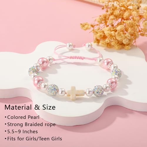 Cross Beads Bracelet Jewelry Gifts for Girls Boys Teens, Christian First Communion Confirmation Graduation Easter Gifts for Her Him4