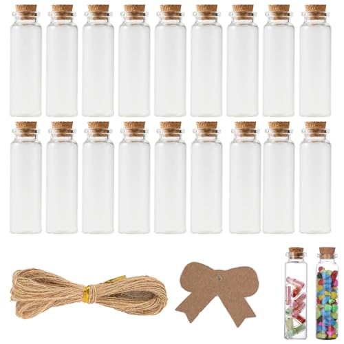 Ksnowqi 20 Pièces Petite Bouteille 50ml, Fiole en Verre Pour Dragees, Petite Fiole en Verre avec Bouchon en Liège, Contenant Dragées Verr pour D'huiles, D'épices