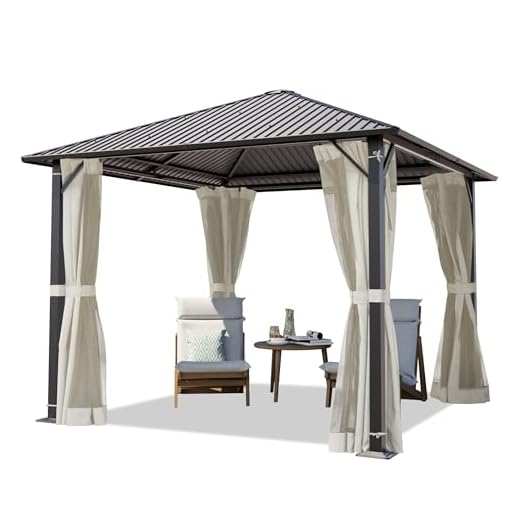 TOOLPORT Gazebo da Giardino 3x3 m Tetto Hardtop in Acciaio con Teli Laterali e Zanzariere in Crema