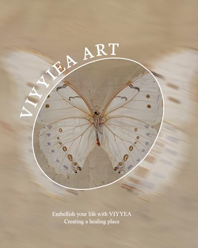 Image of VIYYIEA Vintage Gold Framed Wall Art for Living Room, White Butterfly Canvas Prints Home Decor, Oil Painting Picture, Bedroom Wall Decor Gifts for Friends or Family -【Morpho polyphemus】-(24L x 16W)