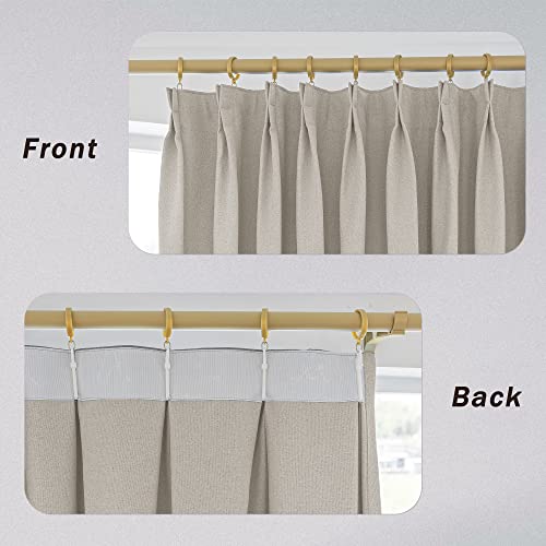 Mumfas Blackout Pinch Pleat Linen Curtain For Bedroom Farmhouse Hall Thermal Insulated Room Darkening Patio Door Window Waterproof Curtain Panel With Tieback & Hooks 1 Panel 100W X84L,Oatmeal Beige #TOP2