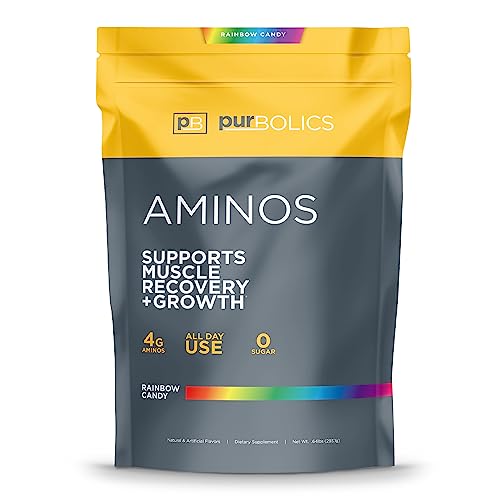 Purbolics Aminos | 4g of Free-Form Amino Acids, Beta-Alanine, 0 Calories & 60 Servings (Rainbow Candy)