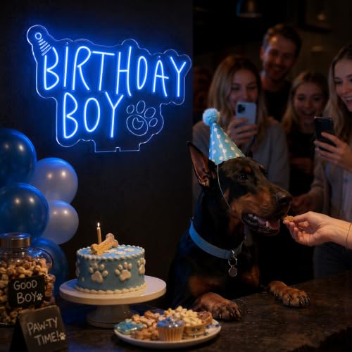 Letrero de neón de cumpleaños con soporte LED regulable USB para pared 4