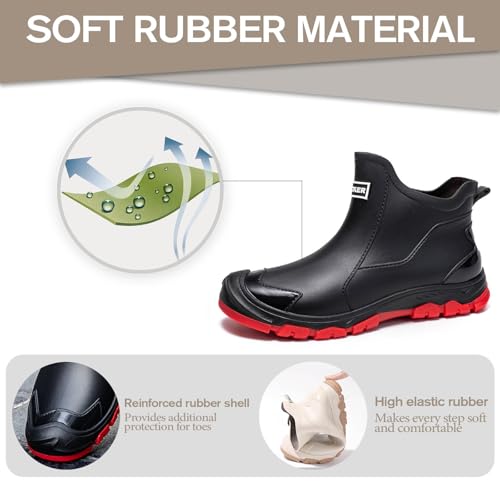 Gugifcto Gummistiefel Herren,Gummistiefel Damen Kurze,Halbhoch Stylische Boots Wasserdicht rutschfest Geeignet Regentag Rutschiger Boden Gartenschuhe Red42EU