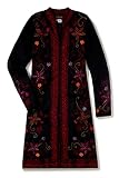 Invisible World Women's Sweater Coat Baby Alpaca Embroidered Cardigan Small Black