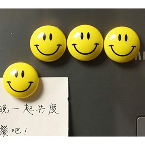 fxwl Fridge Magnet 4pcs Cute Cartoon Yellow Smile Smiley Face Novelty Fridge Whiteboard Magnets Kawaii Decorative Magnetic Stickers Cover